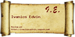Ivanics Edvin névjegykártya